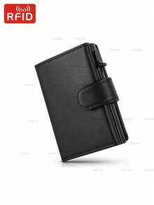 Anti-Theft RFID Wallet, PU Leather Pop Up Card Holder With Coin Pocket For Men, Slim Trifold Money Purse, Minimalist Black Smart Wallets - Multicolor - View 2