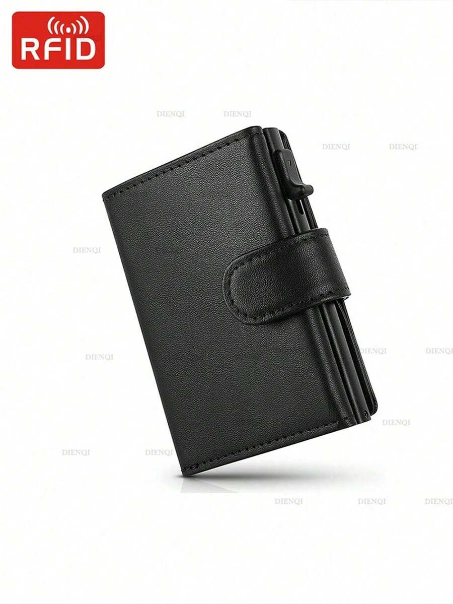 Anti-Theft RFID Wallet, PU Leather Pop Up Card Holder With Coin Pocket For Men, Slim Trifold Money Purse, Minimalist Black Smart Wallets