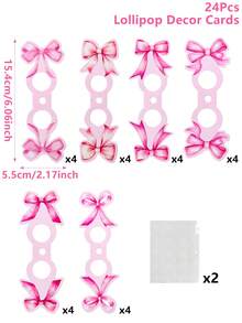 24Pcs Pink Bow Lollipop Paper Card Holders, Cute Bow Lollipop Packaging Cards, Baby Shower Party Lollipop Cards, Girls Birthday Party Gift Candy Decor, Pink Bow Birthday Decor, Bow Decor, Birthday Party Decor, Baby Shower Decor, Gender Reveal Party Supplies, Gift Wrapping Supplies, Birthday Gifts, Baby Shower Gifts, Party Gifts - Pink Bow - View 5