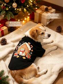 1pc Christmas Print Breathable Anti‑Shedding Pet Tank Vest, Lightweight Comfortable Clothes For Small Dogs & Cats - Multicolor - View 5
