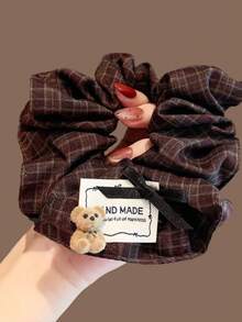 1pc Fashion Plaid Fabric Scrunchie 2026 Autumn/Winter New Style Hair Tie Elegant Low Ponytail Hair Accessory - Multicolor - View 1