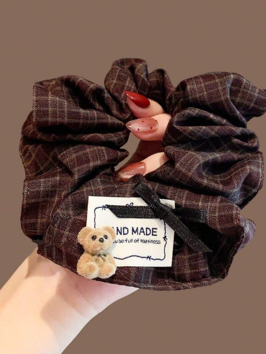 1pc Fashion Plaid Fabric Scrunchie 2026 Autumn/Winter New Style Hair Tie Elegant Low Ponytail Hair Accessory - Multicolor - View 1