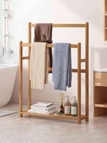 1 Modern Minimalist 3-Tier Freestanding Towel Rack – Heavy-Duty Floor-Standing Drying Rack For Bathroom & Pool; Space-Saving Multifunctional Organizer; Suitable For Indoor/Outdoor Use; Holds Bath Towels And Hand Towels. - Multicolor - View 5