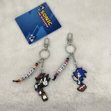 Sonic 1 قطعة/2 قطعة اختياري مجموعة سلسلة مفاتيح سونيك وشادو من المينا، مع قلادة خرزة حرفية، سحر حقيبة بأسلوب زوجي، هدية لمحبي الألعاب - متعدد الألوان - مشاهدة 14