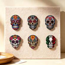 Mexican Skull Brooch Unique Enamel Lapel Pin - Personalized Badge For Backpacks And Clothes - Halloween Decoration - Suitable As Halloween Gift For Friends - Black - View 2