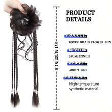 Women's Braided Bun With Boxer Braids & Tendrils, High Temperature Synthetic Fiber, Adds Volume, Easy To Wear For Daily, Travel, Party, Halloween & Christmas - Dark Brown - View 4
