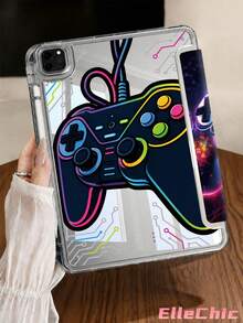 彩色遊戲控制器圖案保護殼，相容 iPad Air 8(M4)2026(11吋)、Air 4/5 10.9吋、7/8/9代 10.2吋，內建筆槽，相容 Tab S6 10.4吋、Kindle 11代(2022/2024)、Kindle Clara 2E、Clara Colour、Clara BW(6吋)與 Libra Colour(7吋)，可愛女孩風時尚設計，適合生日與節日 - 彩色 - 查看 3