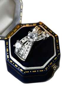 1pc Women's Fashion Personalized Ring - Inlaid Cubic Zirconia Cross Decorative Ring - Suitable As Romantic Gift For Girlfriend, Wife On Valentine's Day, Anniversary, Birthday - Silver - View 5