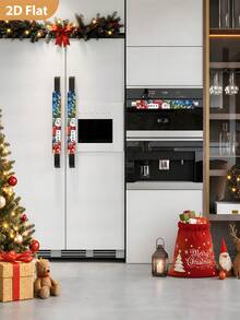 1/2Pcs Christmas Fridge Handle Covers, Christmas Tree, Snowman, Gift Box Pattern, With Hook And Loop, Suitable For Refrigerator, Oven, Microwave, Dishwasher, Christmas Holiday Kitchen Decoration - View 6