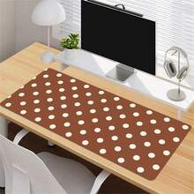 Korean INS Full Screen Brown Base White Polka Dots PU Leather Desk Pad Protector Mouse Pad Office Desk Mat Waterproof Non-Slip PU Desk Blotter Pad Gaming Esports User - View 4