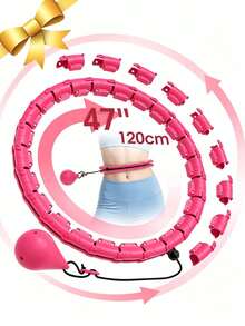 Adult Weighted Fitness Hoop, 47 Inch Extra Large, 24 Detachable Links, Suitable For Women And Beginners - Pink - View 8