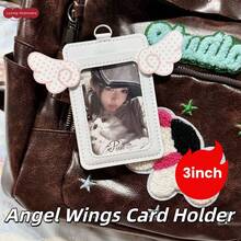 Ins Heart Double-Layer Leather Card Holder, Work ID Badge, Tesla Access Card, Campus, Fan, Bus, Meal Card Protective Sleeve, Card Protection, Multi-Card Storage, Scratch-Resistant, Lanyard, Commute, Campus Travel, Home Use, Outdoor Carry, Desk Display, Office Placement, Fan Collection, Anime Merchandise, Birthday Gift, Christmas Gift, New Year Gift - A - View 1
