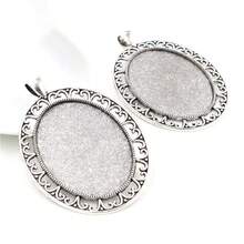 2pcs 30x40mm Alloy Pendant Cabochons Blank Base Setting Bezel Tray DIY Jewelry Making Accessories - Pendant Base - View 3