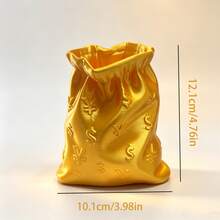 金色金錢主題桌面收納盒，堅固塑料製筆刷與小物品收納器，適合居家與辦公室的絕佳禮物 - 查看 11