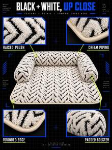 1 chiếc giường sofa thú cưng bằng lông nhung, họa tiết hình học đen trắng kèm gối tựa nâng cao, thảm sofa cho chó, tấm bảo vệ nội thất chống trầy xước, đế chống trượt, phù hợp cho mèo và chó nghỉ ngơi, ngủ và sử dụng trong phòng khách - Nhiều màu - Xem 8
