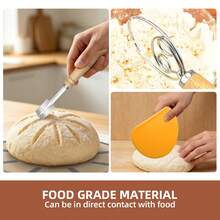 9Pcs Complete Home Bread Baking Kit, Stainless Steel Danish Dough Whisk, Bread Scoring Lame And Plastic Dough Scraper, Practical Baking Gadget For Pastry Cake Dessert Pizza Home Bakers - View 4