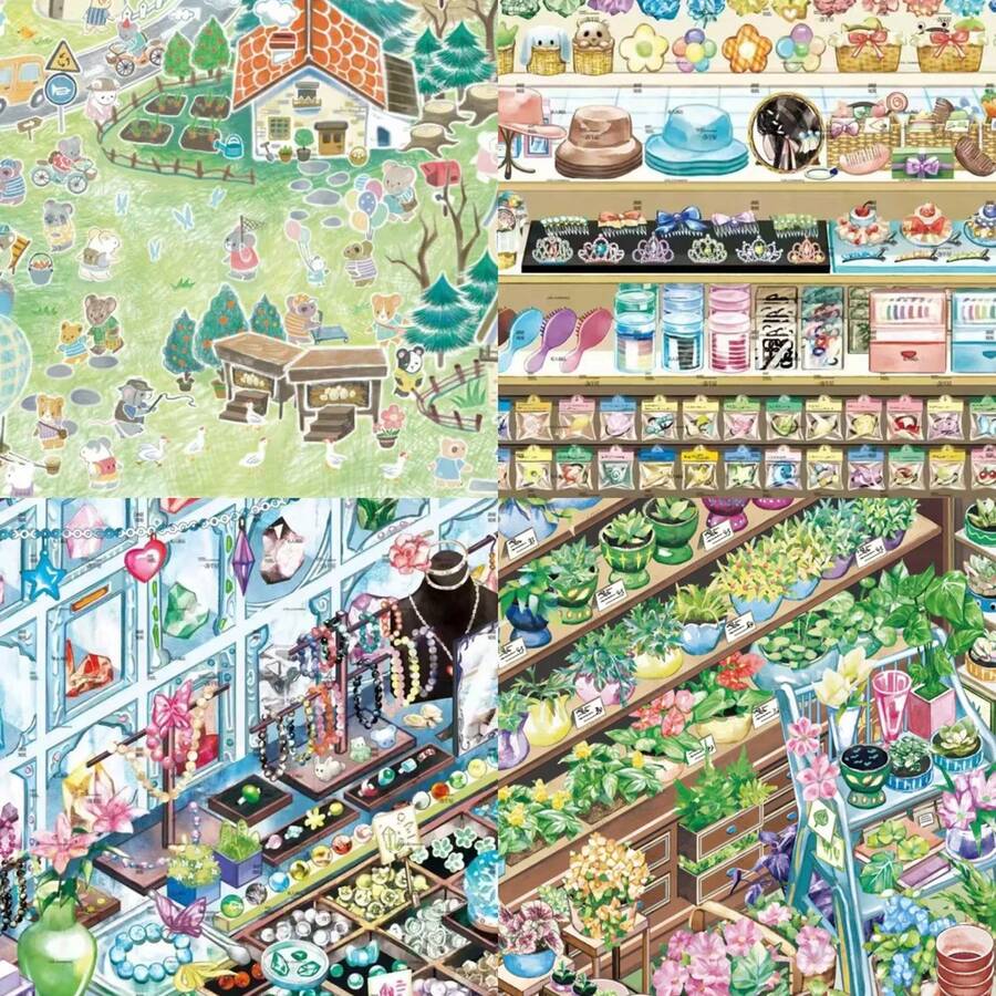 Jewelry Counter Store Scene Stickers,Large Size Landscape Stickers,Scrapbook Stickers,Immersive DIY Stickers,Decorative Stickers,Suitable For Office,Home,Room,Classroom,Handmade,Journaling Supplies,Halloween Gift,Aesthetic Scene Stickers