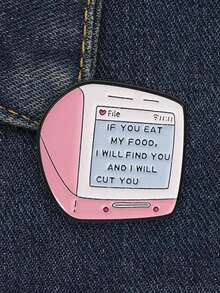 1 Pc"IF YOU EAT MY FOOD, I WILL FIND YOU AND I WILL CUT YOU"Cartoon Enamel Brooch, Lapel Pin Badge For Backpack Decor, Gift For Friends - Multicolor - View 4