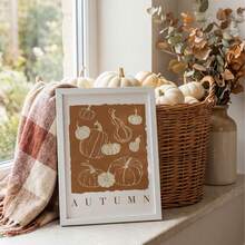 1pc Frameless Rustic Farmhouse Pumpkin Fall Harvest Thanksgiving Wall Art Print, Cozy Dorm Bedroom Party Decor, Back To School Funky Posters - Multi-color - View 2