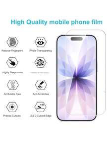 4Pcs HD Tempered Glass Screen Protector Compatible With Iphone 18 Pro Max 17 16 15 14 13 12 11, Anti-Fingerprint, Bubble-Free, High Transparency, Waterproof, Easy Installation, Face ID Compatible Protective Film For Smartphone - Clear - View 2