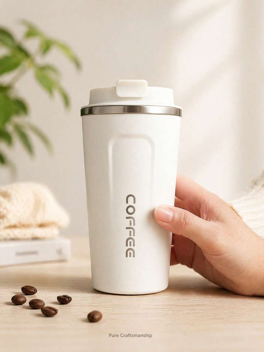 1pc Reusable Travel Coffee Mug, Leak-Proof, Stainless Steel Vacuum Insulated Cup With Lid, Suitable For Hot And Cold Drinks, Leak-Proof, Reusable, Suitable For Commuting, Daily Use, Travel And Gifting, Back To School Water Bottle - Multicolor - View 1
