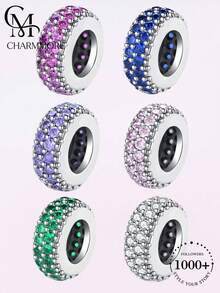 1pc Minimalist Rhinestone DIY Pendant, White Beads, Women's Jewelry Bracelet And Necklace Accessories, Exquisite Jewelry Making - Silver - View 10