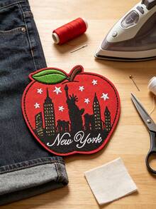 1pc/2pcs/3pcs/4pcs/9pcs New York Skyline Red Apple Iron On Patch - Multicolor - View 2