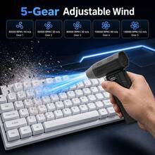SULVGO 3000mAh Compressed Air Duster, 130,000RPM Ultra-Powerful Cordless Air Duster, 5 Nozzles, Rechargeable Brushless Blower, 6-Speed Adjustable Mini Blower With LED Light, Suitable For Computer/Home/Outdoor/Car Dusting - Handheld - View 5