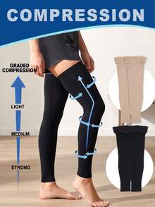 1 Pair Unisex 20-30 MmHg Compression Leg Sleeves, Comfortable Shaping, Running Fitness Sports Knee Support, Suitable For People Who Sit Or Stand For Long Periods - Multicolor - View 4
