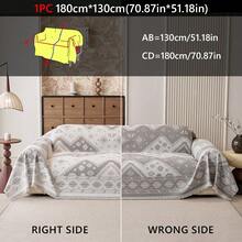1pc Bohemian Geometric Tassel Sofa Throw, Universal Full Coverage Sofa Cover, Machine Washable Pet-Friendly Furniture Protector, Suitable For Living Room - Grey - View 14