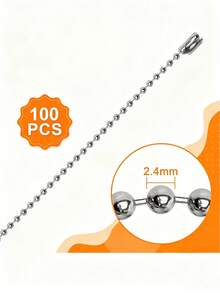 Silver Ball Chain With Connector Clasp 100Pcs - Silver - View 4