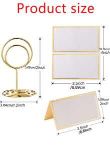 2/6/12/24pcs/Set Gold Spiral Base Table Number Holders, Double Ring Table Number Stands, Photo Memo Clips, Suitable For Weddings, Engagements, Bridal Showers, Birthday Parties, Restaurant Banquets And Table Centerpieces - Gold - View 2