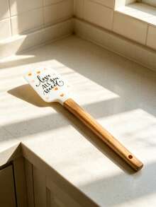 Cartoon Print Wooden Handle Silicone Scraper, Heat Resistant Silicone Spatula, Flexible Non-Stick, Won't Damage Pot Coating, Stirring Cream Batter, Baking Piping Mixing Tool, Easy To Clean, With Hanging Hole, Practical Home Kitchen Cake Cookie Making Baking Tool - Multicolor - View 5