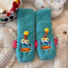 1 Pair Of Women 3D Monster Plush Socks,Ugly‑Cute Pom‑Pom Decor Fuzzy Socks, Non‑Slip Socks. Home Floor Sleep Socks Winter Thick Warm Funny Socks. - Multicolor - View 17