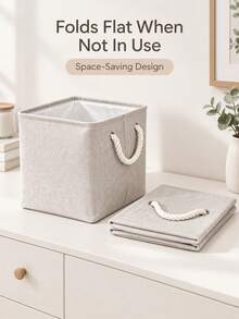 Collapsible Storage Basket With Rope Handle, Square Foldable Fabric Storage Box, Suitable For Clothes, Underwear, Socks And Daily Items, For Bedroom Wardrobe Shelves And Bathroom Clothing Storage - Multicolor - View 6
