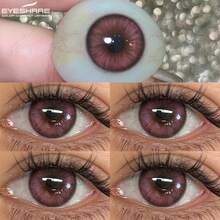 Eyeshare زوج واحد من عدسات لاصقة بألوان طبيعية للعيون، عدسات وردية تجميلية لمكياج العين وإبراز جمال البؤبؤ - وردي - مشاهدة 2