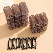 Self-Adhesive Hair Roller Set, Includes Hair Rollers And Hair Clips, Salon-Grade Curling Tool, Suitable For DIY Hairstyle Design, Heatless Hair Rollers - Coffee Brown - View 3