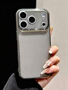 Minimalist Style Transparent Glossy Camera Protection Phone Case Compatible With Iphone 17 ProMax, 17Pro, 17, 16 ProMax, 15, 14, 13 Pro Max, Matte Transparent Back Panel - Transparent Black - View 3