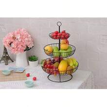 Three-Tiered Metal Corrugated Fruit Basket For Storing Fruits And Vegetables; Durable Kitchen Storage Basket. - Multicolor - View 6