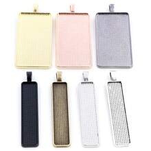5pcs Rectangle Pendant Cabochon Blank Base Setting Bezel Tray 10x50mm/10X25mm/25x50mm Inner Size Alloy DIY Jewelry Making Accessories - Rectangular Base - View 3
