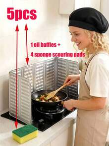 Foldable Gas Stove Splash Protector, Non-Food Contact Heat Insulated Splash Protector, Household Kitchen Cooking Splash Protector, Outdoor Camping Cookware Splash Protector - Silver - View 16
