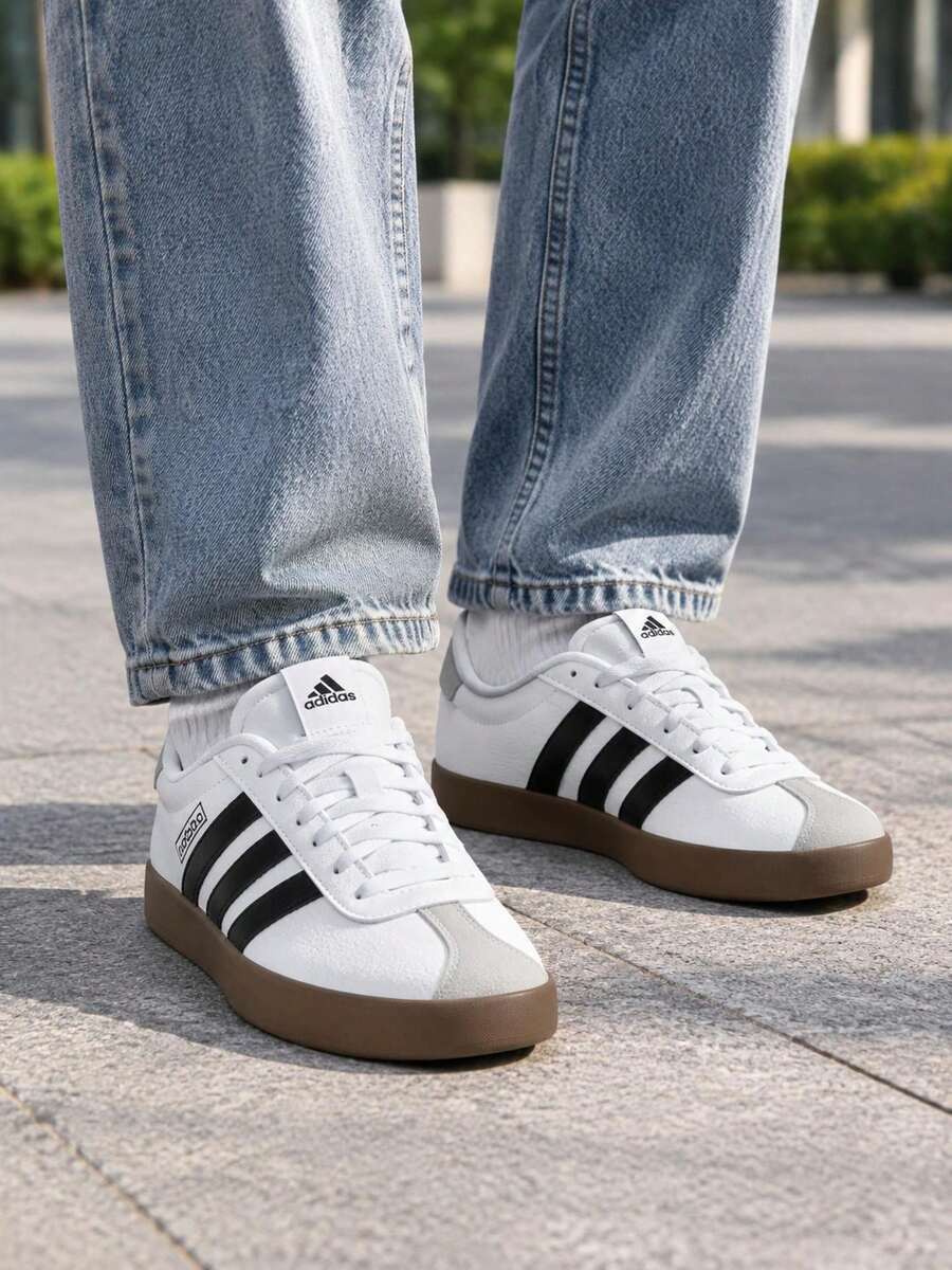 Adidas VL COURT 3.0 轻便舒适低帮软底休闲运动鞋,男女通用 - 白色/灰色/黑色 - 查看 1