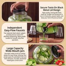 Crystals 7L Double Glass Drinks Dispenser Set With Metal Stand, Taps & Glasses - View 7