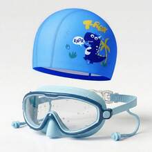 Kids Large Frame Mask-Style Swimming Goggles And Swim Cap Set, Panoramic High-Definition Lens, Waterproof Anti-Fog, Back To School First Day Of School - Multicolor - View 3