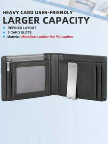 Dompet Serat Karbon untuk Pria, Dompet Lipat Tipis Pendek dengan Klip Uang, Kantong Koin Berresleting, Jendela ID, Dompet Pintar Minimalis Anti-Pencurian - MultiWarna - View 6