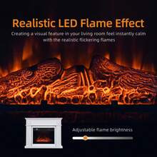 Yitahome 39 Inch Free Standing White Electric Fireplace With Surround, Modern Realistic LED Flame, 16 Color LED Light Strip, 7 Day Programmable Remote Control & Timer - White - View 5
