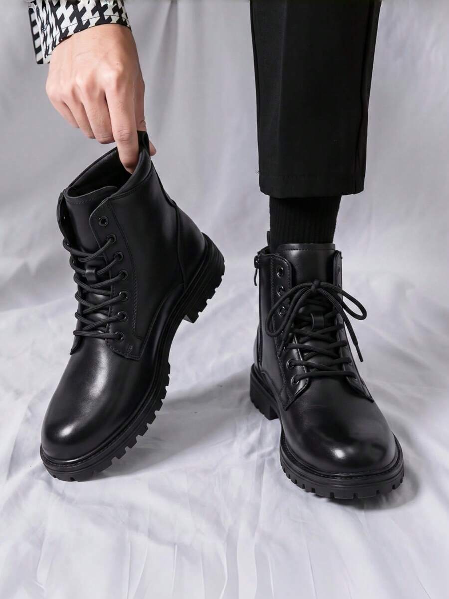 Go With Jeans,Men Minimalist Lace-Up Front Boots Valentines