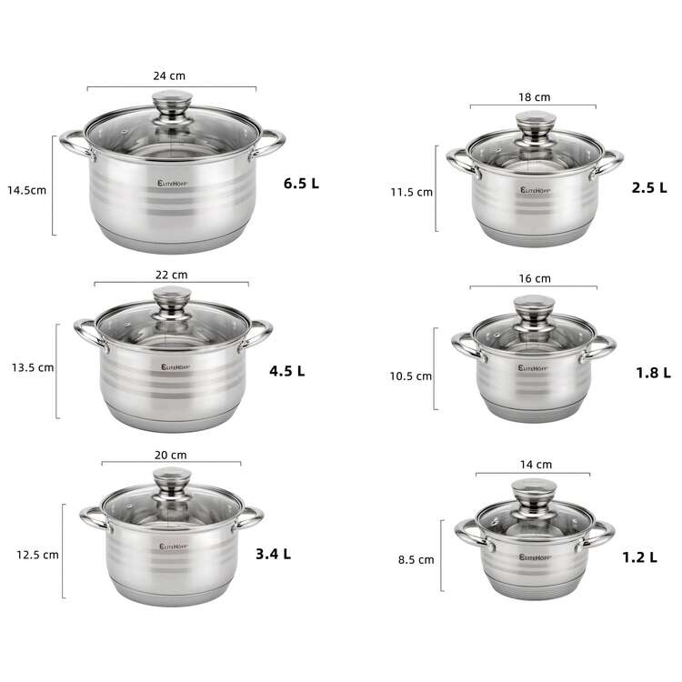 Stainless Steel Stock Pot 6‑Piece Set With Glass Lids, Heat‑Resistant Handles, Multi‑Size Cooking Pots For Gas & Induction Cooktop - View 12