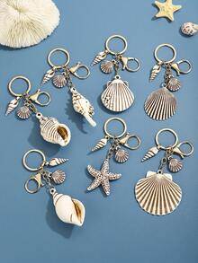 DIY Handmade Hot-Selling New Creative Ocean Creature Realistic Acrylic Shell & Conch Keychain, 1pc Beach Vacation Series Cute Ocean Style Heart Shell & Conch Keychain Pendant, Women's Bag Keychain Charm, Event Gift, Suitable For Daily Use, Gift For Best Friends - Multicolor - View 2