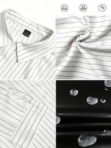 RNU Women's Casual Striped Shirt & PU Vest Contrast Color Design Versatile 2 Pieces Set, Autumn/Winter New Fashion Outfit - Black and White - View 11